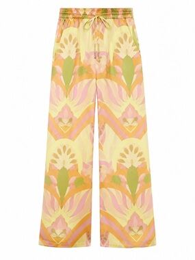 Zara Loose Fitting Satin High Waisted Print Pant Size XS EUC!